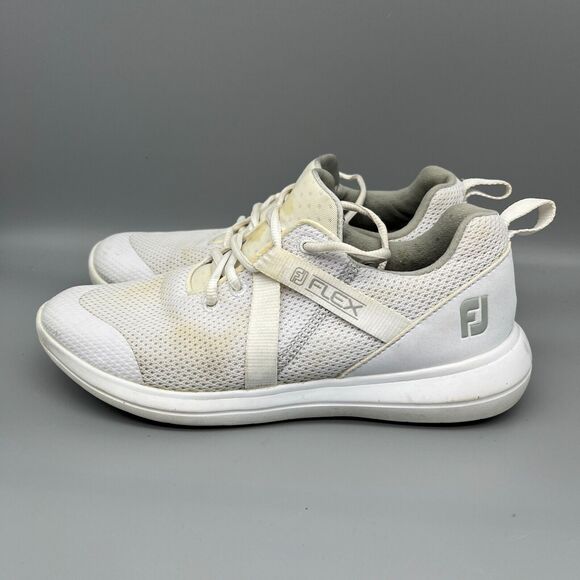 FootJoy Golf Shoes Womens 8 M White Flex Sneakers Lace Up 95725 Plastic Spikes - Picture 1 of 10